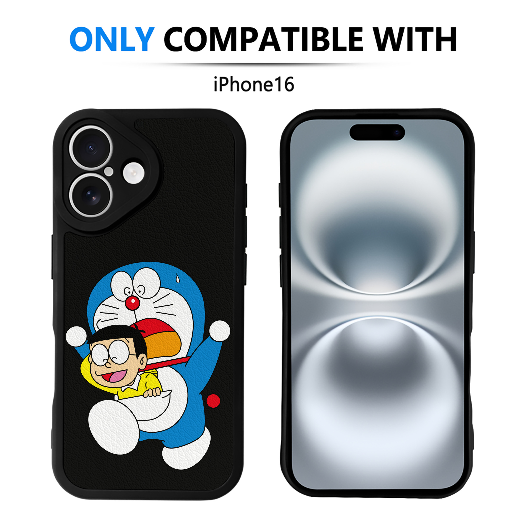 （画像用） ドラえもん Doraemon 【iPhone 16シリーズ対応】シリコンスマホケース（レザー調） 材質：シリコン